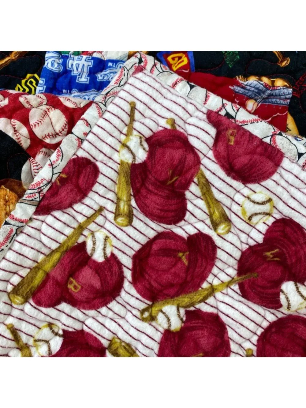 Handmade Yellow Brick Road Baseball Theme Quilted Quilt Flannel Back LA Dodgers